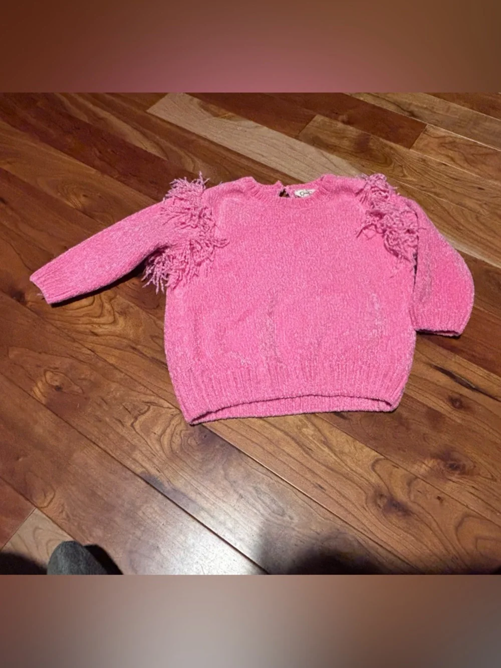 Jessica Simpson Hot Pink Fringe Shoulder Sweater very cute and very soft